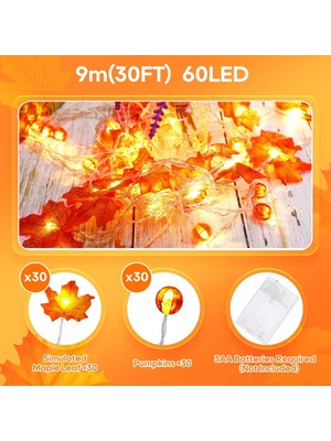 Fsfyb 3'lü Paket Cadılar Bayramı Dize Işıkları, 33FT 100LED Pille Çalışan Mor Işıklar ve 9.8ft 20LED Balkabağı Işıkları ve 20FT 40LED Akçaağaç Yaprağı Işıkları Ev Iç Mekan Dış Mekan Cadı (Yurt Dışından)