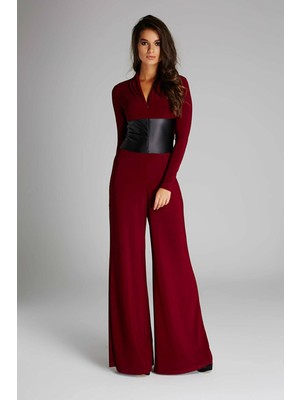 Laranor Önden Fermuarlı Tulum 38 - Bordo