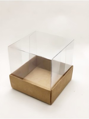 SkyBox Kraft Kutu Asetat Kapaklı 6x6x6 cm Sabun ve Mum Ambalajı 100 Adet