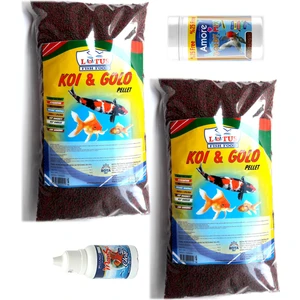 Lotus %37 Kajero 2 Adet 860 gr Poşet Japon Balığı Yemi, 125 ml Kutu Goldy Mix Granules, Berraklaştırıcı