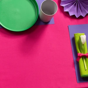 Zeren Home Sıvı Geçirmez Dertsiz Keten Masa Örtüsü Fuşya