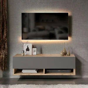 L'occi Concept Delphin 100 cm Raflı Kapaklı Tv Ünitesi DLP13-AA Çam-Antrasit Gri