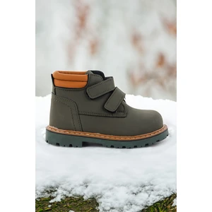 Kiko Kids Cırtlı Erkek Bebek Bot Ayakkabı Arz 1118 Haki - Sarı