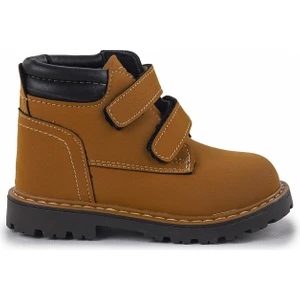 Kiko Kids Cırtlı Erkek Bebek Bot Ayakkabı Arz 1118 Taba - Siyah