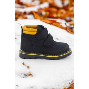 Kiko Kids Cırtlı Erkek Bebek Bot Ayakkabı Arz 1118 Siyah - Sarı