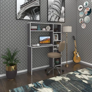 Kenzlife bilgisayar çalışma masası prost gri 140*100*20 kitaplık sağda ofis sekreter laptop