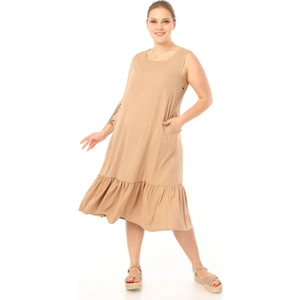 Piano Luce  Schık Kadın Büyük Beden Elbise Vizon