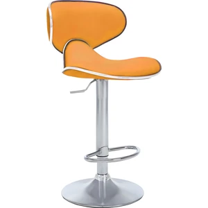 Zen Bar Taburesi - Turuncu Modern Deri Metal Ataklı Yüksek Tezgah Sandalyesi - 9549S0516