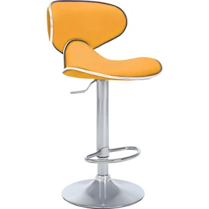 Zen Bar Taburesi - Hardal Modern Deri Metal Ataklı Yüksek Tezgah Sandalyesi - 9549S0492