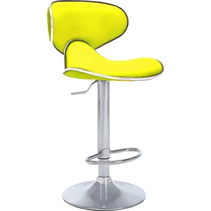 Zen Bar Taburesi - Sarı Modern Deri Metal Ataklı Yüksek Tezgah Sandalyesi - 9549S0512