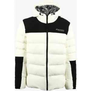 Discovery Expedition Beyaz - Siyah Erkek Kapüşonlu Kapitone Kayak Montu D3WM-MNT1