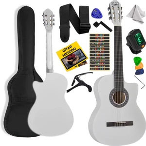 CG-395WH Beyaz Renk Kesik Klasik Gitar 4/4 Yetişkin Boy Sap Ayarlı Full Set