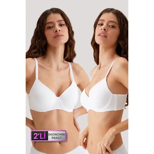 Pierre Cardin 2'li Ekonomik Paket Beyaz 6224-2 Barcelona Desteksiz Toparlayıcı Micro Sütyen Set (D Cup Seçeneğiyle)