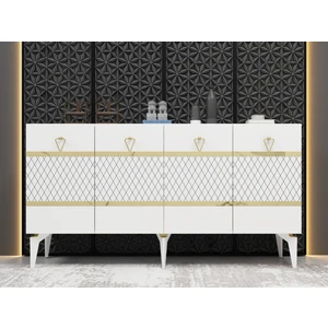 Demonte Dekor Ipek  Konsol Beyaz Altın