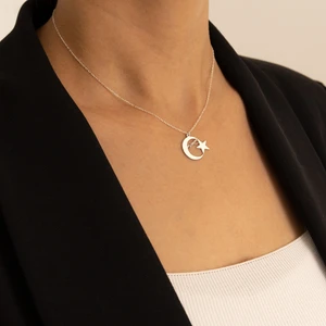 Dkmn Silver Atatürk Imzalı Ay Yıldız Gümüş Kolye