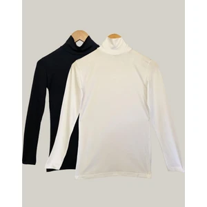 Kadın Uzun Kollu Yarım Balıkçı Yaka Body Karışık Renk 2 Adet