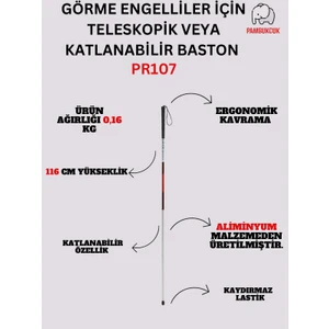 Görme Engelliler Için Teleskopik Veya Katlanabilir Baston PR-107