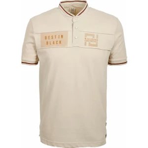 Erkek Taş Slim Fit Hakim Yaka Ribanalı Baskılı %100 Pamuk T-Shirt Jeans 1975