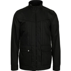 Siyah Erkek Dik Yaka Rüzgar ve Su Itici Ön Cepli Slim Fit Mevsimlik Mont 4502