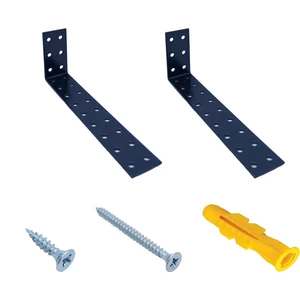 Dekoratif Siyah Deprem Güvenliği Dolap Sabitleme Aparatı Seti 30x60x180mm - Mobilya Sabitleyici Aparatı - Portmanto, Gardırop, Şifonyer, Kitaplık Duvar Sabitleme L Demiri