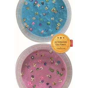 Slime Ele Yapışmayan Hayvan Figürlü Pembe Mavi Renk Slaym 2 Kutu Kaliteli