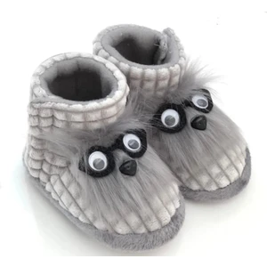 Çocuk ve Bebek Panduf , Kaydırmaz Taban Anaokulu Kreş Ayakkabısı , Ev Ayakkabısı - Gri