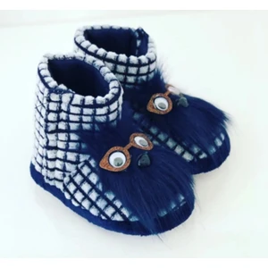 Çocuk ve Bebek Panduf , Kaydırmaz Taban Anaokulu Kreş Ayakkabısı , Ev Ayakkabısı - Lacivert