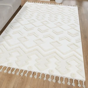 Giza Home Madu İskandinav Tarz Saçaklı Krem Dokuma Salon ve Oturma Odası Halısı 1184-RO66 100x300