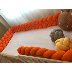 Düğüm Yastık 500 cm 4 Örgü Beşik Koruyucu( 90X190 Yataklara Uyumlu- Kapısı Açık )
