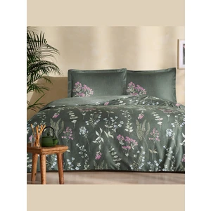 Pamuk Saten Nevresim Takımı Ruth Yeşil Çift Kişilik