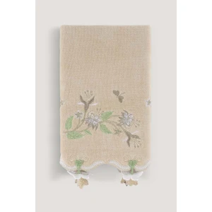 Arliva Home Nergıs Kadıfe Nakıslı Çeyız Havlusu Bej 30X50