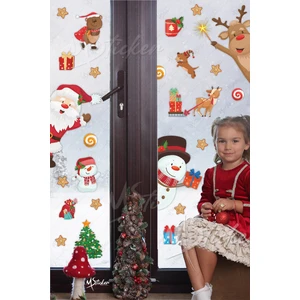 Yeni Yılı Kutlayan Sevimli Figürler Yılbaşı Yeni Yıl Sticker Seti Kış Konseptli Eğlenceli Figürler