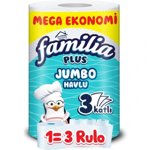 Plus Jumbo Kağıt Havlu 15'li Dev Rulo (1=3 , 45 Rulo)