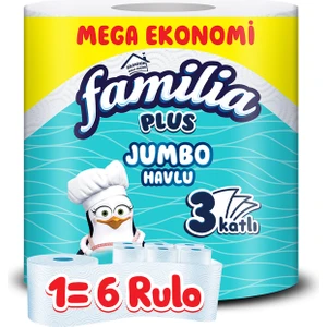 Plus Jumbo Kağıt Havlu 6'lı Dev Rulo (1=6 , 36 Rulo)