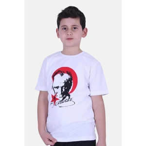 Ay Yıldız Baskılı Atatürk Imzalı Unisex Çocuk T-shırt