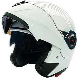 FR-961 Beyaz Çene Açılır Güneş Vizörlü Kask