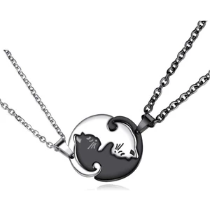 Unisex Ying Yang Kediler Cats Çiftli Sevgili Arkadaş Kolyesi Sevgili Kolyesi Arkadaşlık Kolyesi