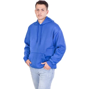 Oversize 3 Iplik Şardonlu Saks Mavisi Sweatshirt