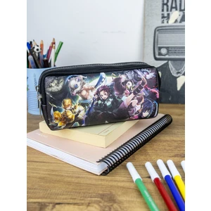 Kalem Kutusu Anime Slayer Temalı Iki Bölmeli Vegan Deri (Çift Gözlü Kalemlik)