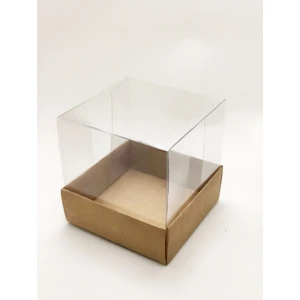 6X6X6 Asetat Kapaklı Kraft Kutu 100 Adet