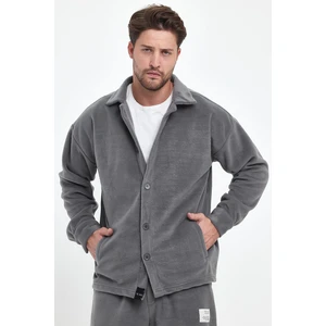 The Rule Erkek Ice Gri Oversize Fit Gömlek Yaka Tüylenme Yapmayan Kışlık Rahat Polar Gömlek RF0312