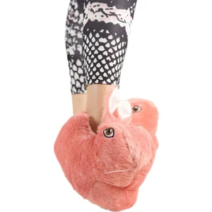 Peluş Tavşan Figürlü Kaymaz ve Ses Yapmaz Ev Panduf Pudra