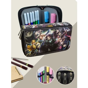 Kalem Kutusu Anime Slayer Temalı Orginazer Üç Bölmeli Vegan Deri (Kalemlik)