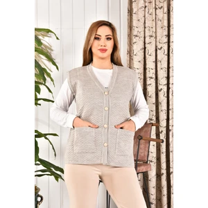 Restina Triko restinatriko Kadın Düğmeli Triko Anne Yeleği Büyük Beden Cepli Rahat Kesim (hediyeli ürün)