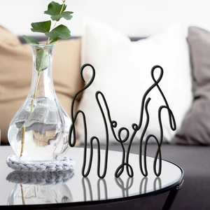 Aile Figürlü Anne - Baba - Erkek Çocuk Line Art Dekor Biblo - Bioplastik
