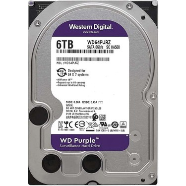 Wd Purple, WD64PURZ, 3.5, 6tb, 256MB, 5400 Rpm, 7/24 Fiyatı