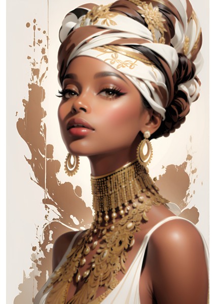 Renkli Baskılı Sayılarla Boyama Hobi Seti (Çerçeveli) 40X50 Cm: Afrika Güzeli 9