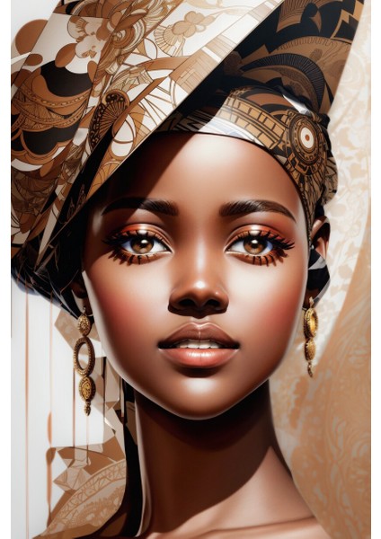 Renkli Baskılı Sayılarla Boyama Hobi Seti (Çerçeveli) 40X50 Cm: Afrika Güzeli 7