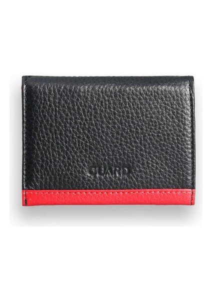 Siyah - Kırmızı Çift Renk Bölmeli Deri Kartlık Erkek / Kadın P1309