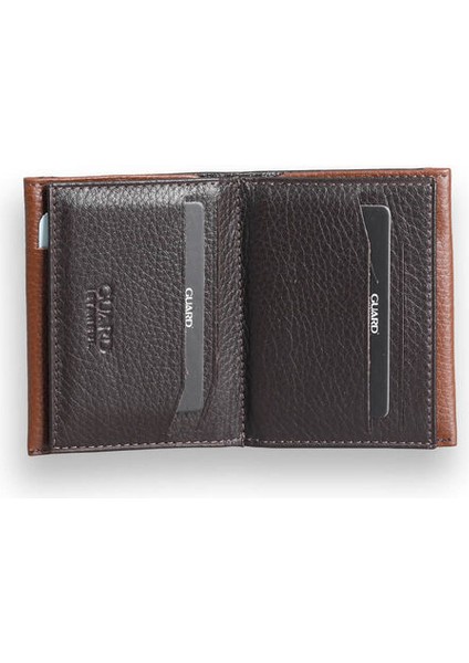 Kahverengi - Taba Çift Renk Bölmeli Deri Kartlık Erkek / Kadın P1309 fiyatları